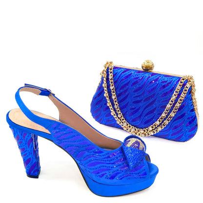 Elegant Fashion Peep Toe High Heels Laser-striped Sequin Rhinestone Women's Party Shoes and Bags 2026 Italian Design
