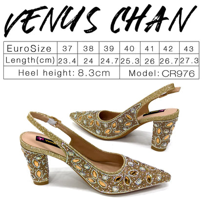 Black Color Elegant High Heels Nigeria Popular Design African Ladies Shoes And Bag Set For Party