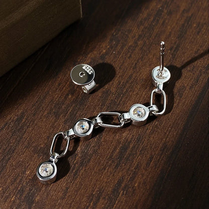 3mm Moissanite Earrings for Women Wedding Round Brilliant Cut Moissanite Stud Solid s925 Silver Dainty Tassel Earring