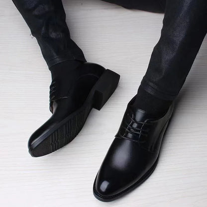 Men’s leather dress shoes business casual formal pointed toe spring autumn black