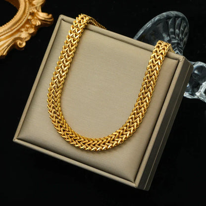 316L Stainless Steel Gold Silver Color Thick Chain Necklace For Women Fashion Cuban Neck Chain Waterproof Jewelry Gift