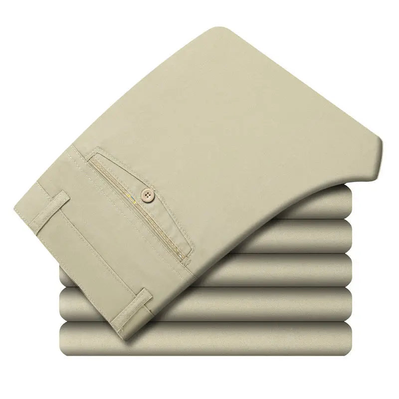 Men's Summer Thin Casual Suit Pants Autumn Thick 100% Cotton Classic Business Fashion Stretch Trousers Male Brand Clothes