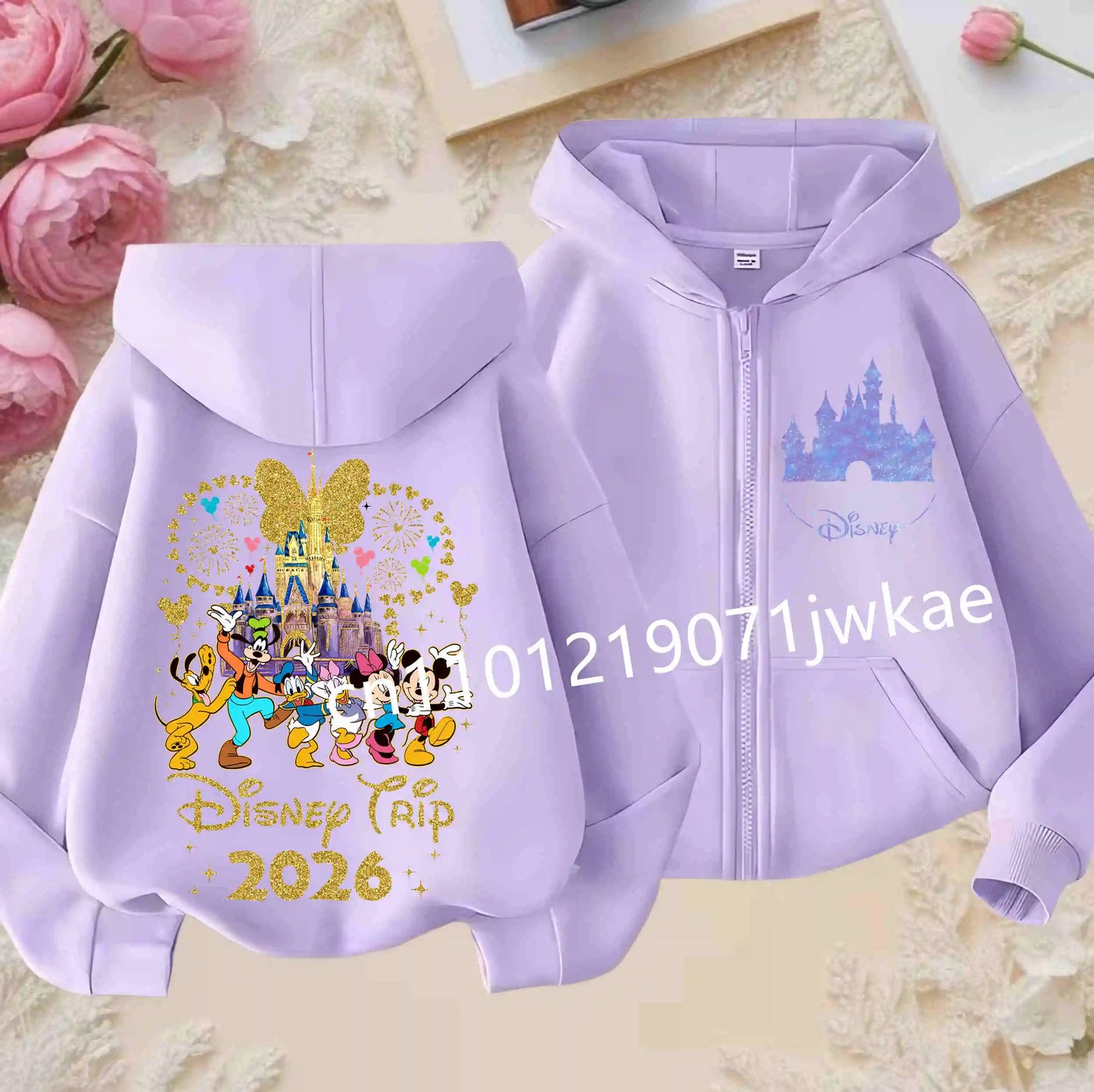 Boys and Girls Clothing Castle Pattern Kids Hoodie Jacket for Children 2026 Fashion Minnie Mickey Castle Zipper Hoodie Closure