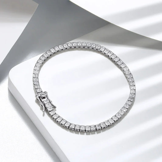 Shiny Tennis Bracelet 925 Sterling Silver 1.5/2/3mm Clear Cubic Zirconia for Women Luxury Chain Bracelet Jewelry SB143