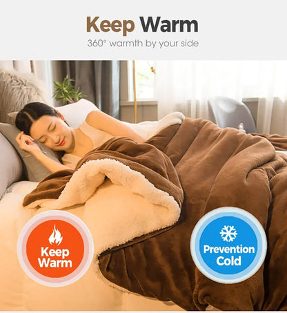 Wool Throw Blanket Keep Warm Winter Bed Blankets Double Sided Queen Duvet Cover Camping Double Bed Cover Bedspread On The Bed