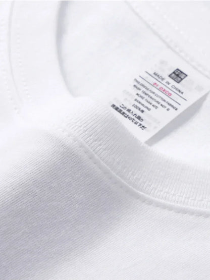 Summer 100% Cotton Women's T-shirt Bottoming Basic Fashionable Solid Lady Short Sleeve Loose Tops Shirts 230g/㎡ Tops