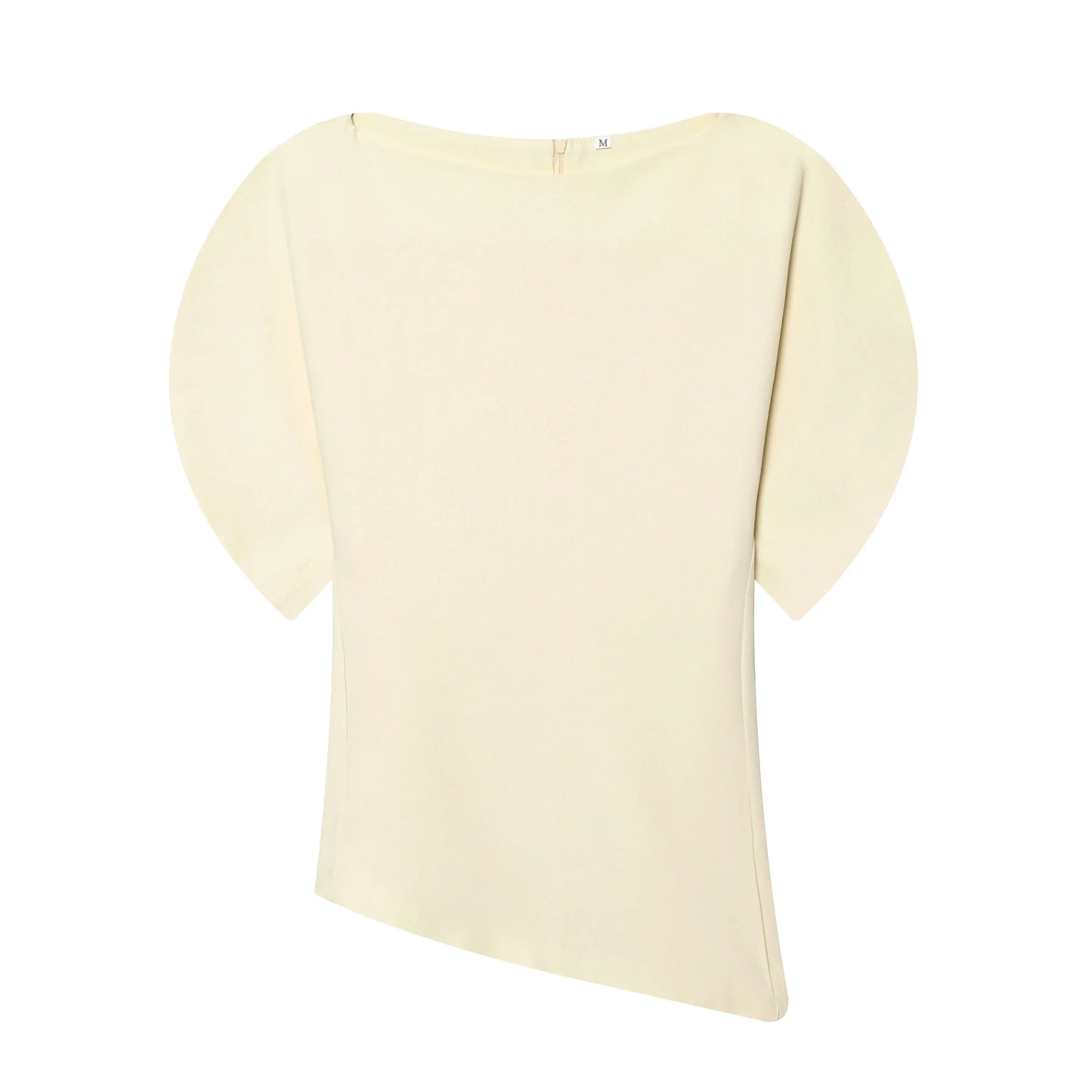 Women Vintage Black Short Puff Sleeve Shirts O Neck Asymmetrical Hem Blouse 2026 Spring Trend High Street Lady Chic Tops