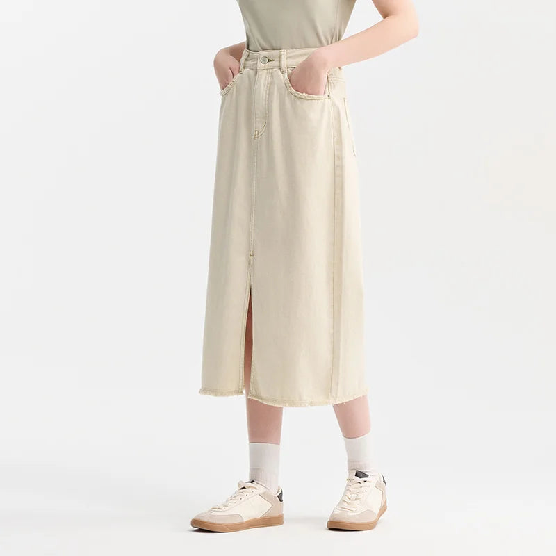 Women Denim Skirt Summer 2024 New Arrival With High Slit And Straight-Cut Design Skirts for Women