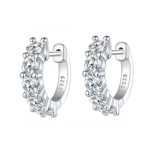 1cttw Classic Moissanite Hoop Earrings For Women, 925 Sterling Silver Sparkling Huggie Earrings Engagement Jewelry Gifts
