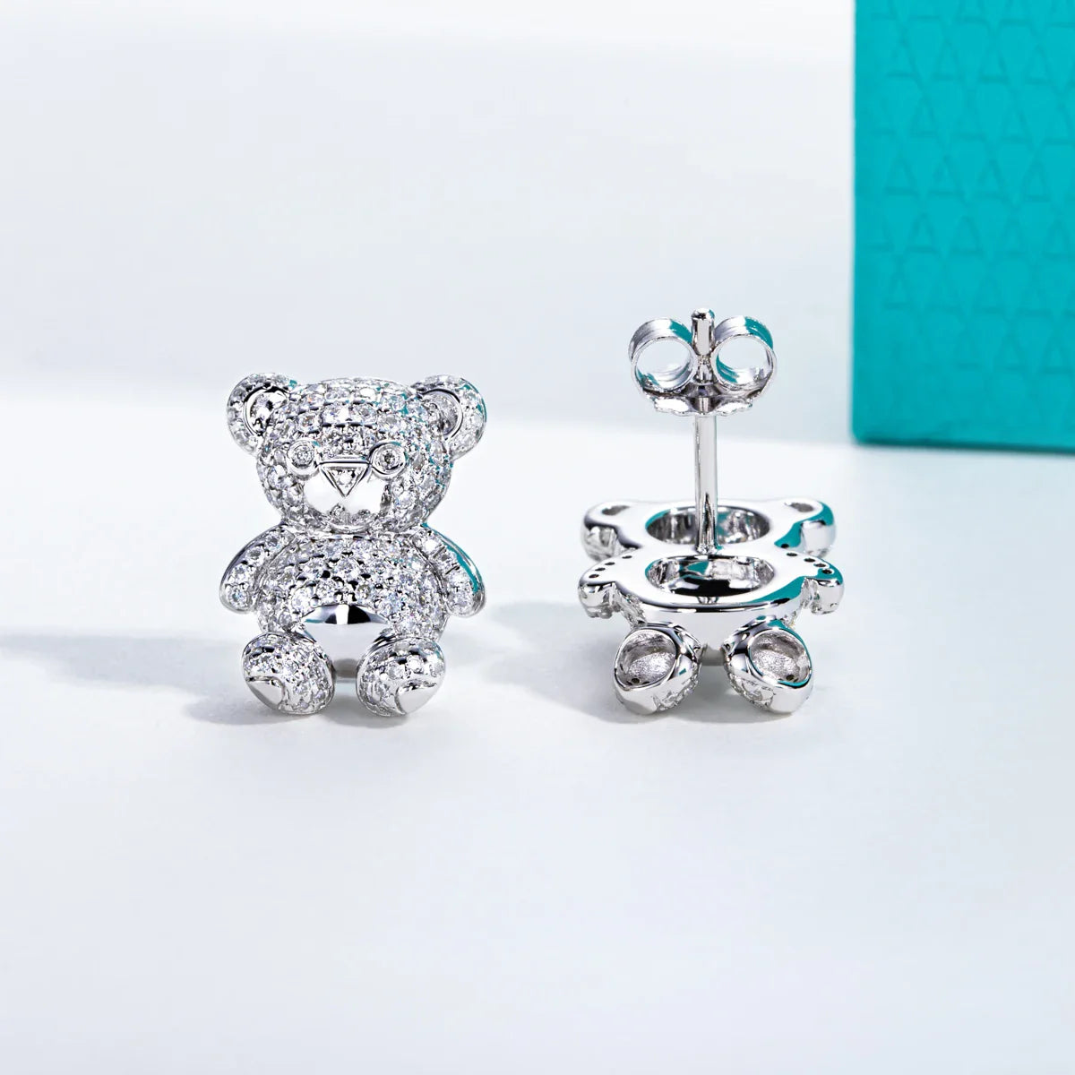 Moissanites Bear Earrings 925 Sterling Silver D Color VVS1 Moissanite Stud Earrings for Woman Jewelry Wholesale