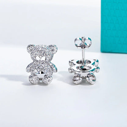 Moissanites Bear Earrings 925 Sterling Silver D Color VVS1 Moissanite Stud Earrings for Woman Jewelry Wholesale