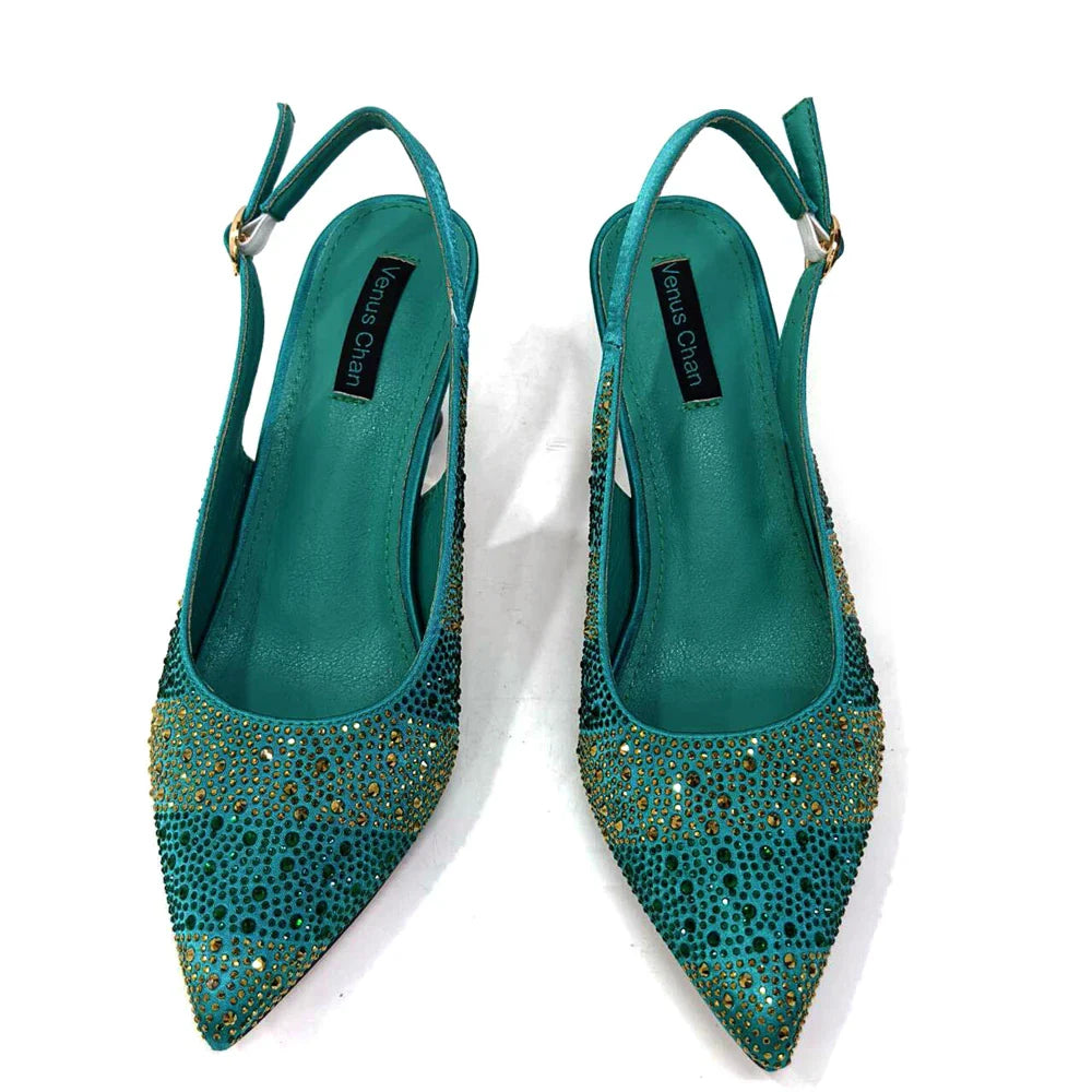 Fashionable Party Shoes and Bags Nigerian Women’s Party Suit Medium Heel Pointed Toe Women’s Shoes and Same Color Bag