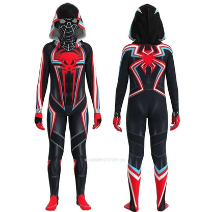 Black Spiderman 2099 Miles Morales Cosplay Costume For Kids Gift Into Verse Spider Man Bodysuit Superhero Child Jumpsuit Suit