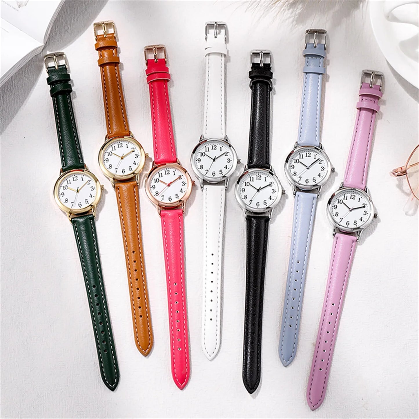 Women Quartz Fine Watch Easy To Read Arabic Numerals Simple-Dial