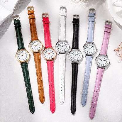 Women Quartz Fine Watch Easy To Read Arabic Numerals Simple-Dial