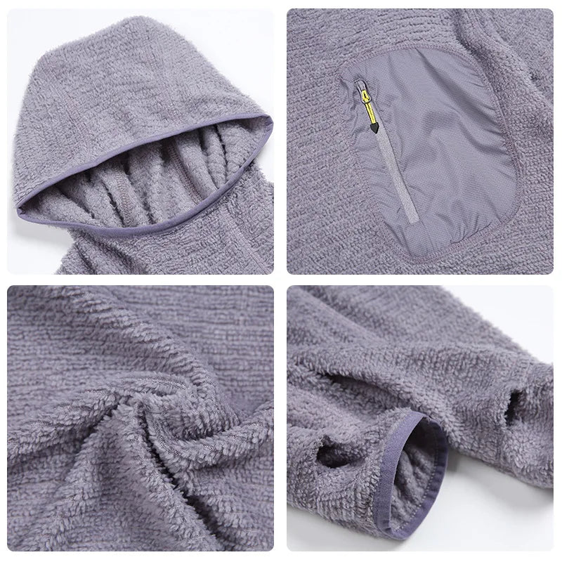 All Season 190g Ultra-light Breathable Thermal Hoodie, Urban Outdoor Techwear Mid-layer with Thumbholes & Zip Pocket