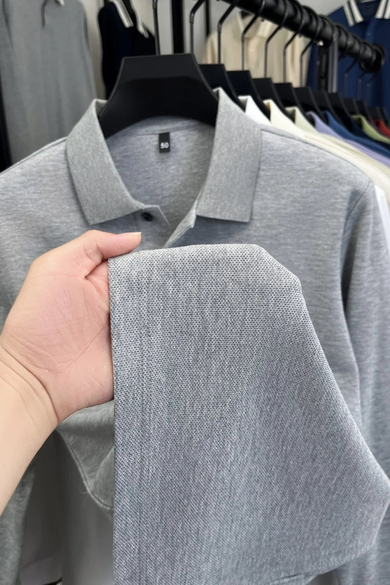Original Brand Men's Polo Shirt 100 Cotton Lapel Dog Embroider Long Sleeve T-Shirt Autumn New Business Casual Handsome Men'swear