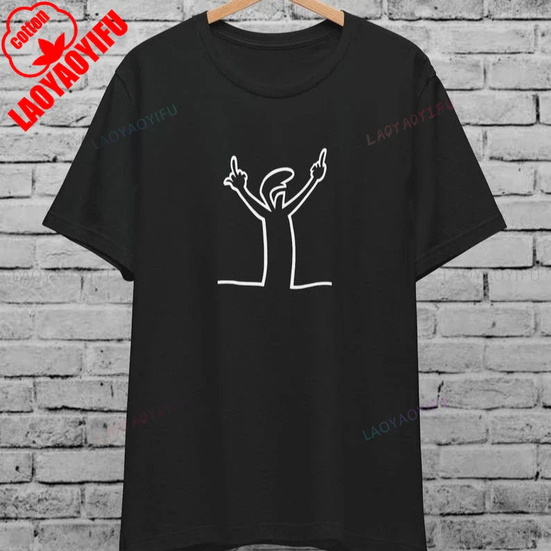 Angry La Linea Unisex T-Shirt for Men Women The Line Osvaldo Vintage Funny Gift 80s Cartoon Summer Casual Comfort Cotton Tees