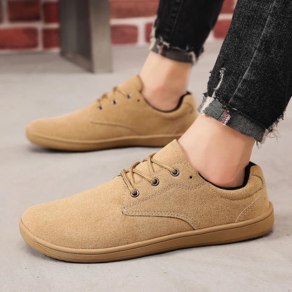 Men's Sneakers With Wide Toe Nose Feet Minimalist Cow Suede Leather Upper Casual Man Shoes Footwear For Woman
