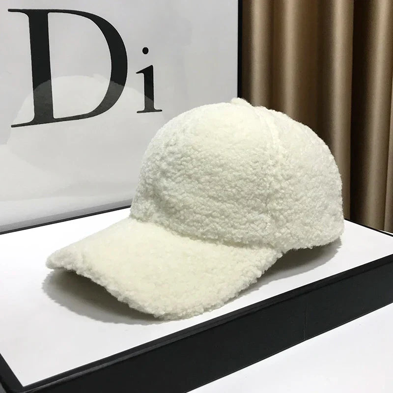 Winter Hats For Women Baseball Caps Plush Thickened Warm Baseball Cap Female Casual Solid Color Fashion Design Outdoor