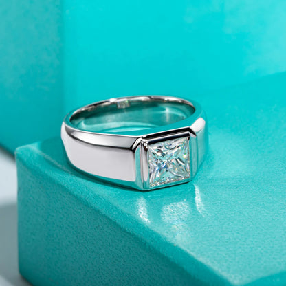 2ct  Princess Cut D Color Moissanite Engagement Men Ring Gold Plated S925 Silver Luxury Rings For Men Jewelry Wholesale