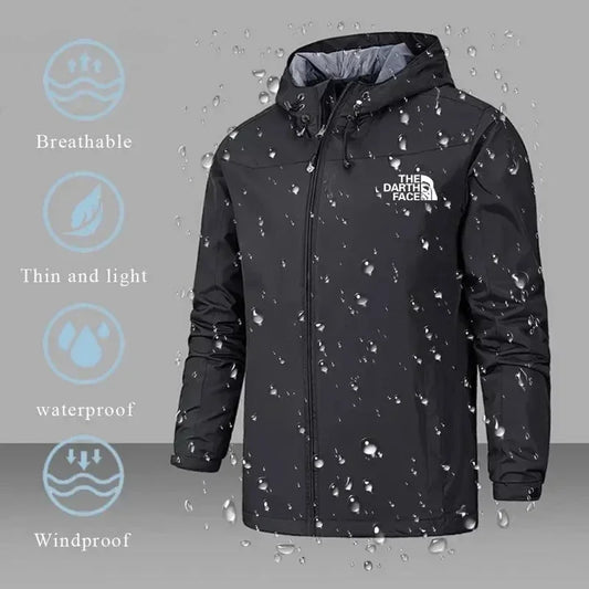Men's Windproof and Waterproof Windbreaker, Pilot Zipper Hooded Overcoat, Spring and Autumn Mountaineering Casual Jacket 2025