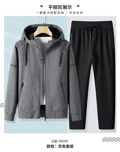 Men Running Sports Tracksuits Hoodies Zipper Outwear Sportwear+Sweatpants Sets Male Workout Sports Outfit Autumn Spring Sets men