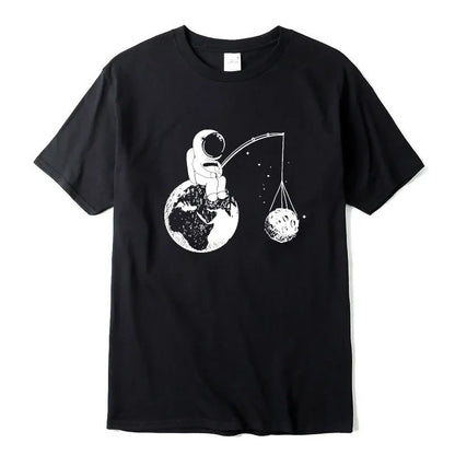 Summer Casual Men High Quality T-shirt 100%cotton Loose Funny Design Astronaut Printing for Men Top Cool Tshirt Male Tee Shirts