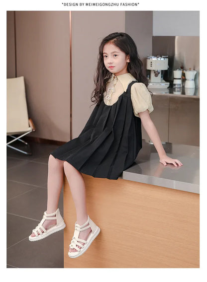 2026 Summer Gladiator Children Sandals Girl Soft Princess Shoes Retro Black Roman Sandal Outdoor Braided Shoe White Kids Shoes