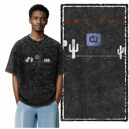 THEME Printed Cotton Acid Washed Exclusive Graphic Unisex T Shirt Cool Streetwear Men Tshirts Big Size Tee for men
