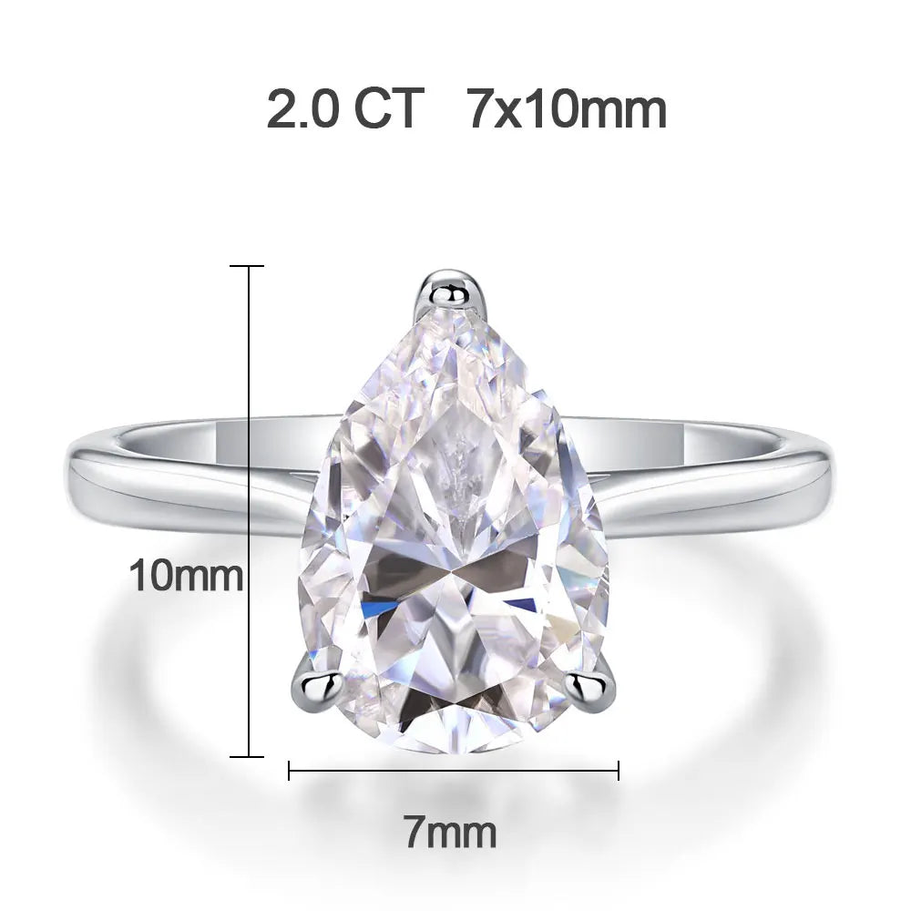 1-4ct Pear Cut Moissanite Engagement Rings for Women D VVS1 Diamond with GRA s925 Sterling Silver Promise Wedding Ring