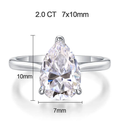 1-4ct Pear Cut Moissanite Engagement Rings for Women D VVS1 Diamond with GRA s925 Sterling Silver Promise Wedding Ring