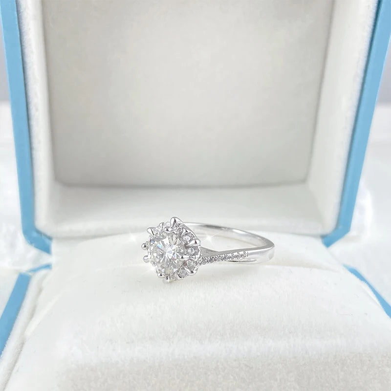 0.5/1CT Moissanite Diamond Rings Wedding Band for Women 925 Sterling Silver Plated 18k White Gold Promise Ring Certified
