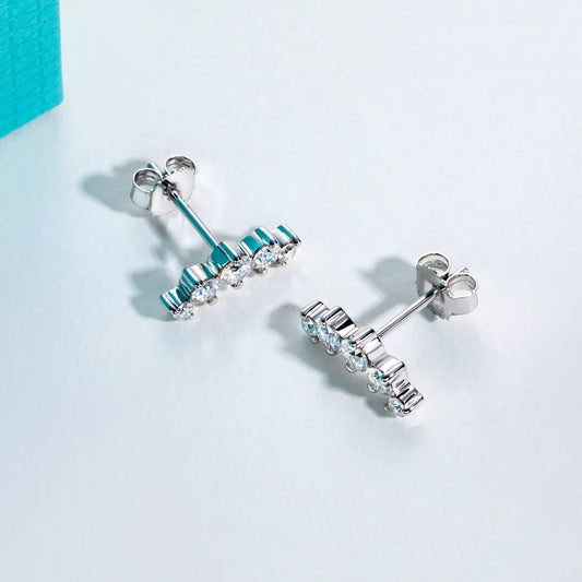 1.04cttw Moissanite Stud Earrings 925 Sterling Silver Gold Plated Lab Created Diamond Smile Earrings For Women Jewelry