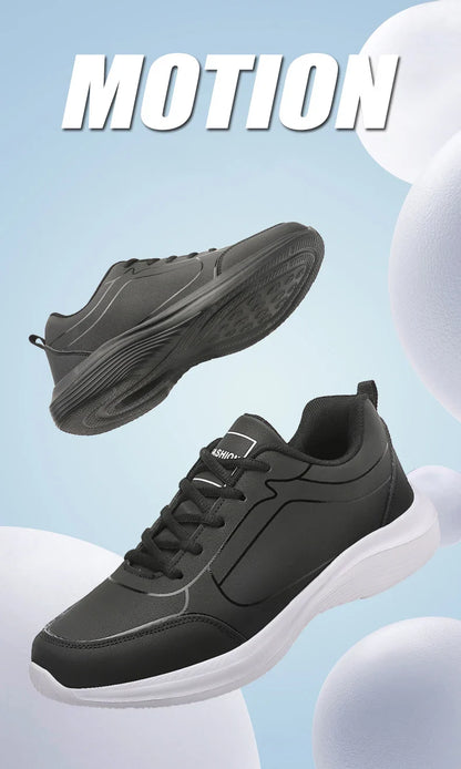 2025 New Lightweight Men Casual Leather Sneakers Non-slip Breathable Male Outdoor Running Shoes Lace Up Soft Sport Shoes