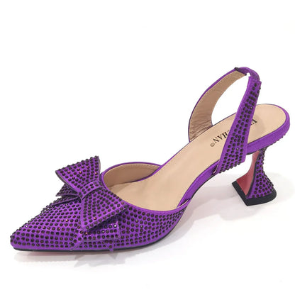 2022 Fashion Womens Dress Shoes Open Toe Ladies Sandals with Heels Latest African Women Wedding Shoes Decorated with Rhinestone