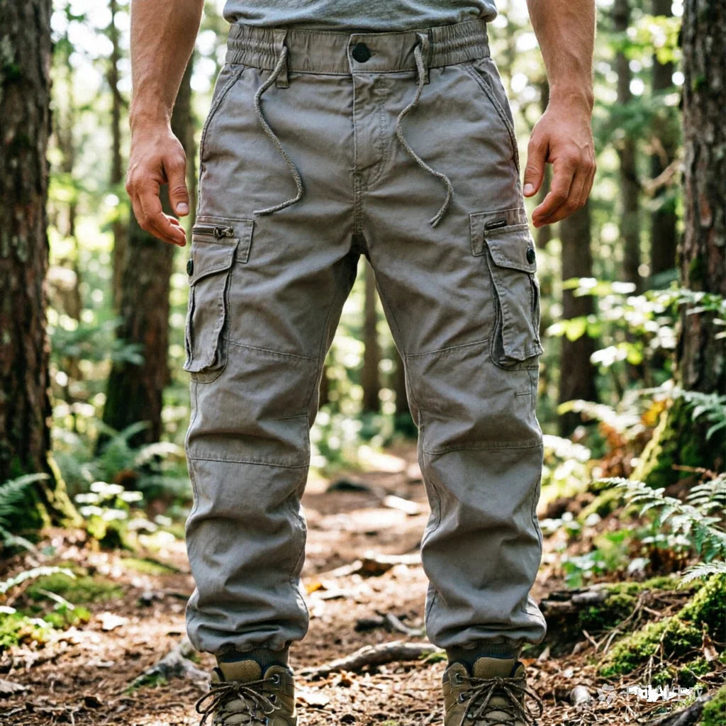 Large Pocket Loose Overalls Men's Outdoor Sports Jogging Tactical Pants Elastic Waist Pure Cotton Casual Work Pants Cargo Pants