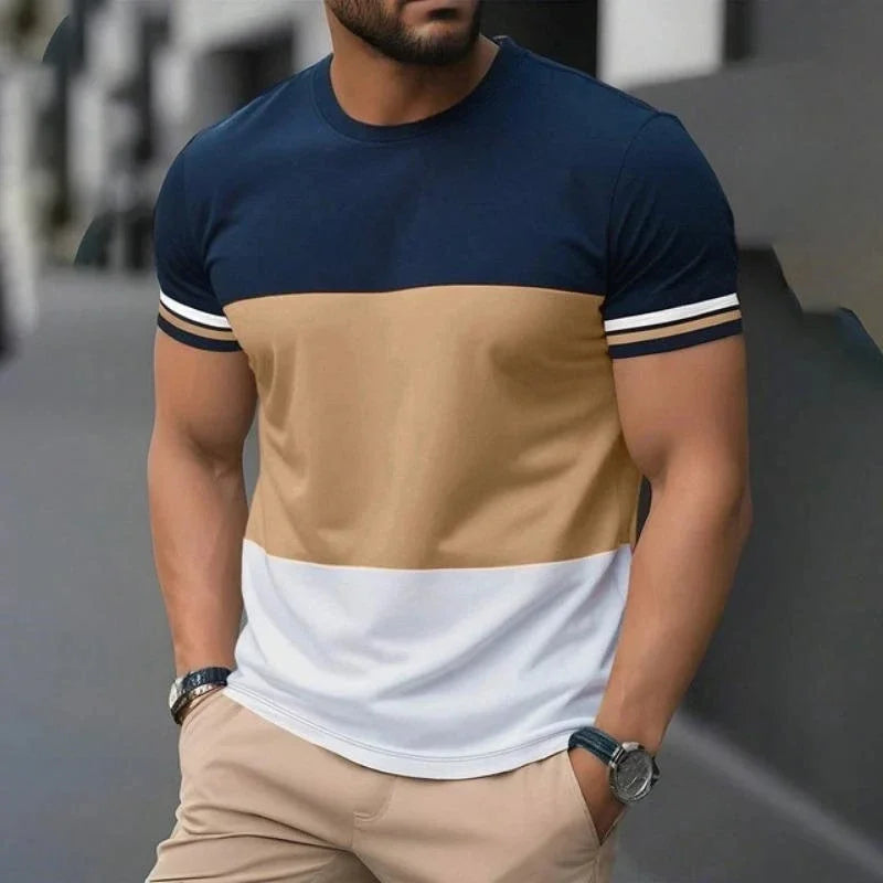 Camiseta masculina de verão, gola redonda, estampada, Harajuku, streetwear, esportiva, casual, manga curta, tamanho grande, top confortável