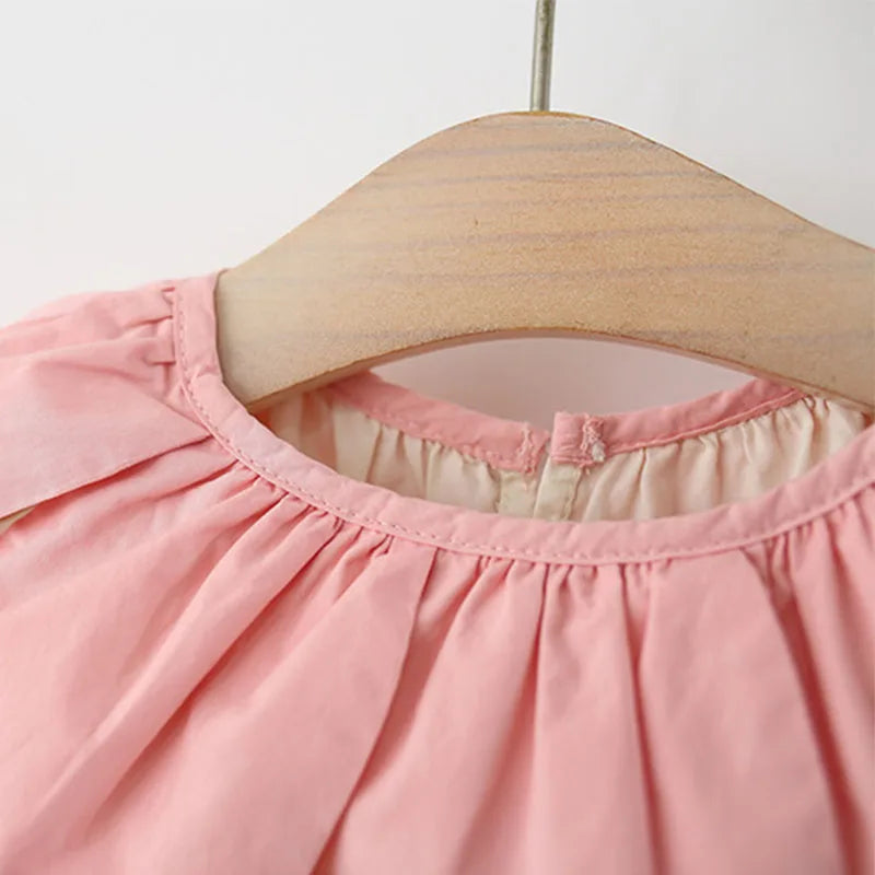 2Piece Sets Girls Summer Clothes Korean Cute Flower Doll Collar Sleeveless Cotton Kids Dresses+Bag Toddler Princess Dress B095