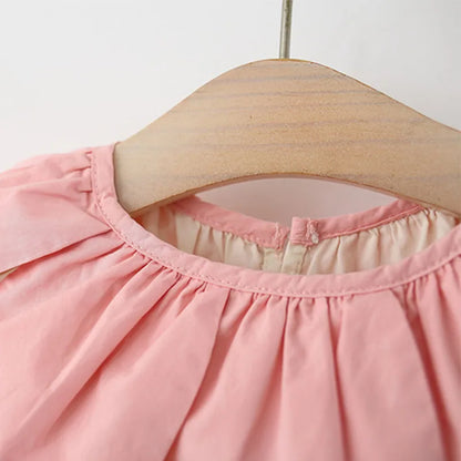 2Piece Sets Girls Summer Clothes Korean Cute Flower Doll Collar Sleeveless Cotton Kids Dresses+Bag Toddler Princess Dress B095