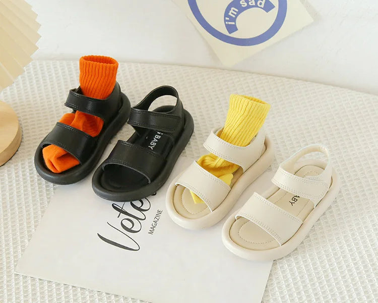 New Children Summer Sandals Boys Girls Fashion Pure Color Hook Sandals Baby Soft Breathable Shoes Kids Summer Beach Sandals