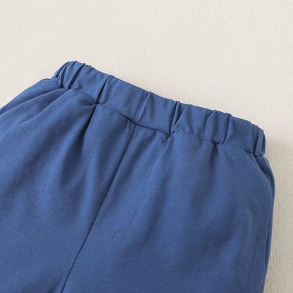 2PCS Handsome Child Boy Clothes Set Color Block Short Sleeve T-shirt+Shorts Fashion Summer Leisure Time Outfit Kid Boy 1-6 Years