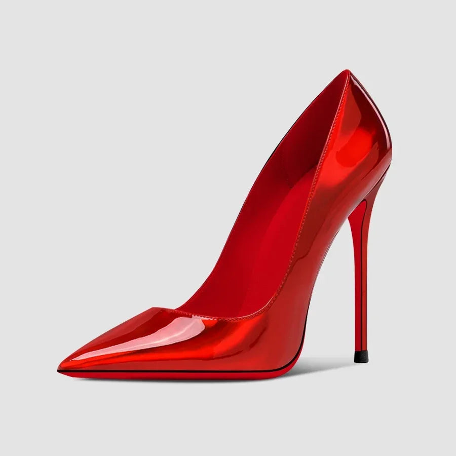 2025 New 12cm Black Extra Thin Heels  High Heels Super Shallow Mouth Women's Large Professional Single Shoes34-46