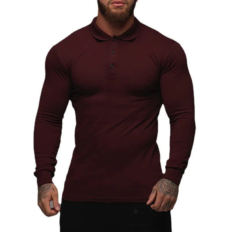 New Fashion Autumn Sports Polo Shirt Mens Stretch Cotton Gym Clothing Spring Casual Long Sleeve Polos Male Breathable T Shirt