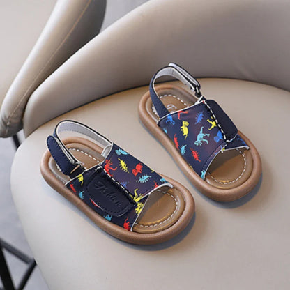 Adorable Dinosaur Toddler Sandals for Boys, Breathable Soft Bottom Summer Beach Shoes for Little Kids