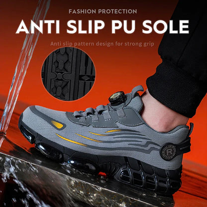 Men's Safety Shoes Air Cushion Protection Safety Boots Fashionable Casual Shoes Breathable Odor Protection Men's Work Shoes
