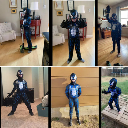 Kids Superhero Black Spider Costume Ghost Costume Onesie 3D Spandex Unisex Jumpsuit Bodysuit for Kids Halloween Cosplay