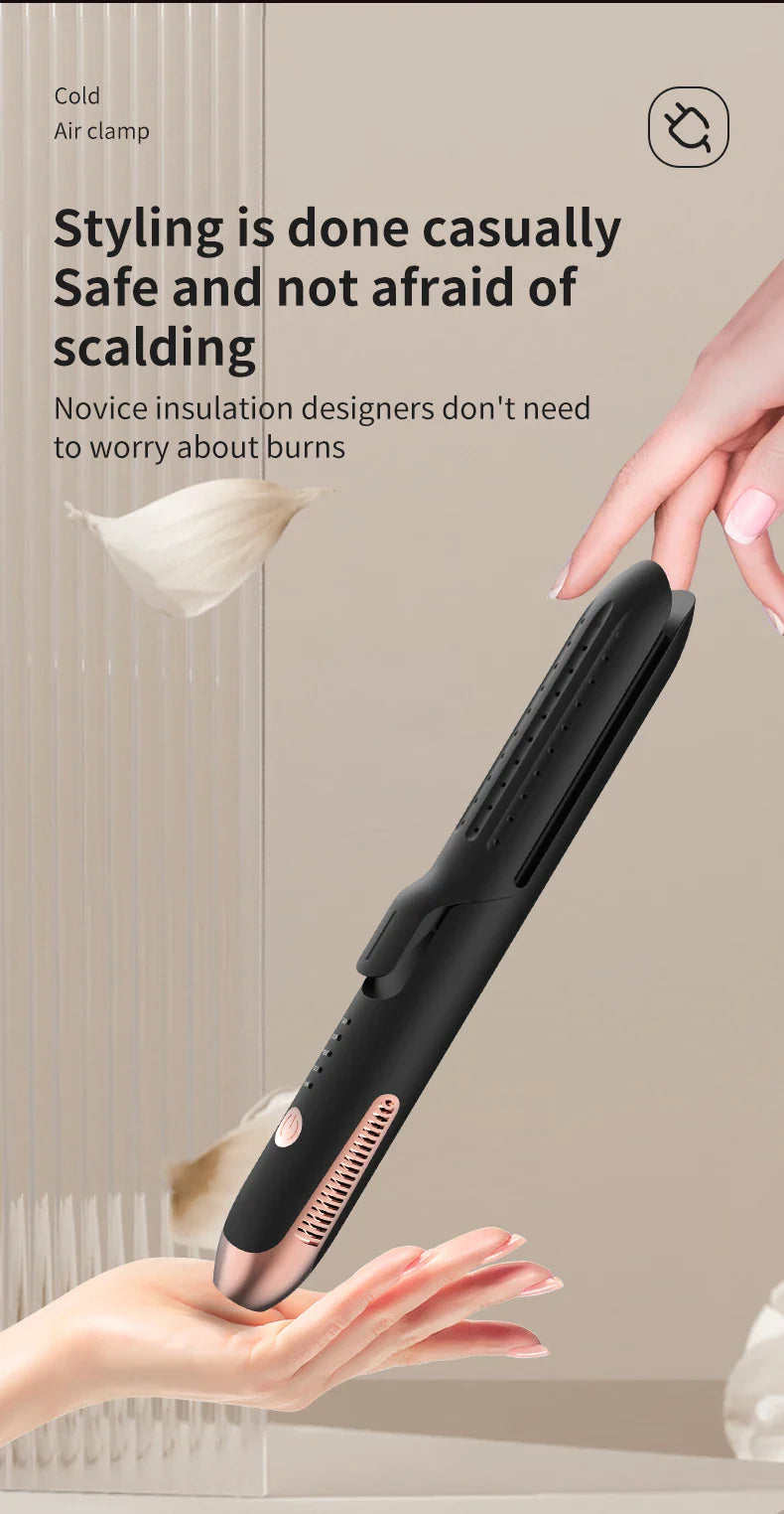 Professional 2-in-1 Hair Styler Curling Wand Straightener Negative lon Ceramic Plates Adjustable Temperature Salon Home