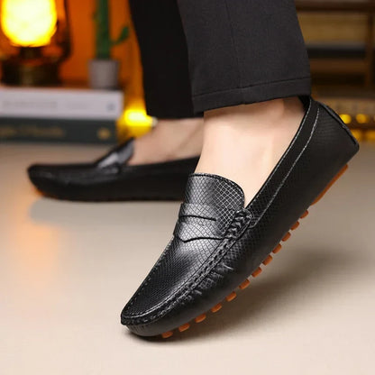 Mocassins Masculinos de Couro Azul de Luxo Moda Casual Confortável para Homens Designer Sapatos Slip-on Planos Masculinos zapatos hombre
