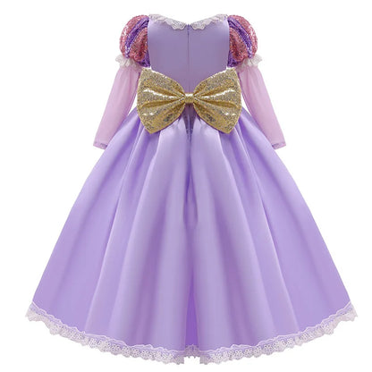 Girls Rapunzel Dress Kids Tangled Disguise Carnival Girl Princess Costume Birthday Party Gown Outfit Clothes 2-10 Years